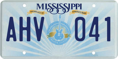 MS license plate AHV041