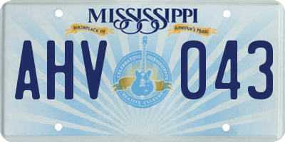 MS license plate AHV043