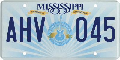 MS license plate AHV045