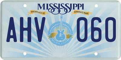 MS license plate AHV060