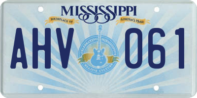 MS license plate AHV061