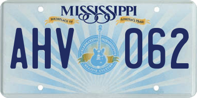 MS license plate AHV062