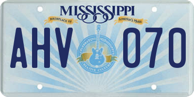 MS license plate AHV070