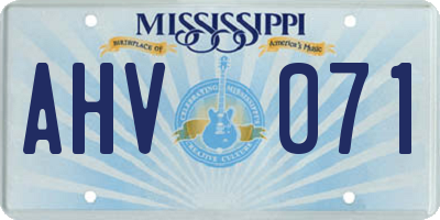 MS license plate AHV071