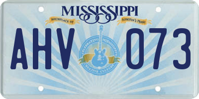 MS license plate AHV073