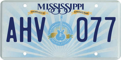 MS license plate AHV077