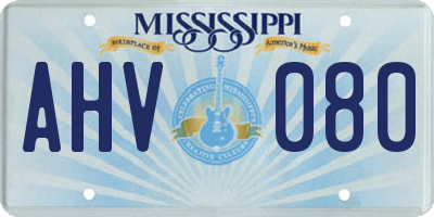 MS license plate AHV080