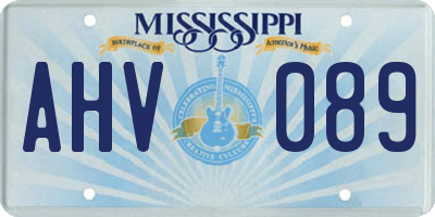 MS license plate AHV089