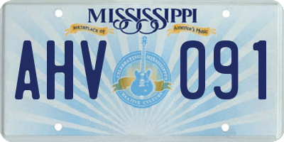 MS license plate AHV091