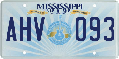 MS license plate AHV093