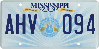 MS license plate AHV094