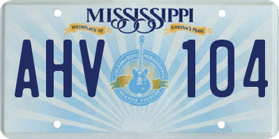 MS license plate AHV104