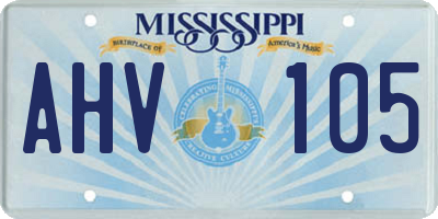 MS license plate AHV105