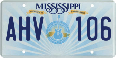 MS license plate AHV106