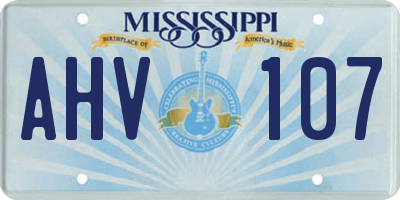 MS license plate AHV107