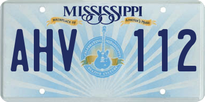 MS license plate AHV112