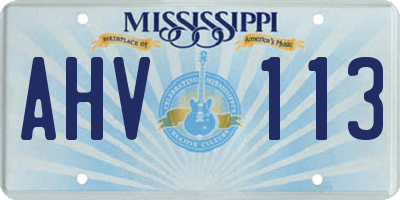 MS license plate AHV113