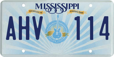 MS license plate AHV114