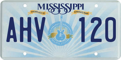 MS license plate AHV120