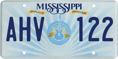 MS license plate AHV122