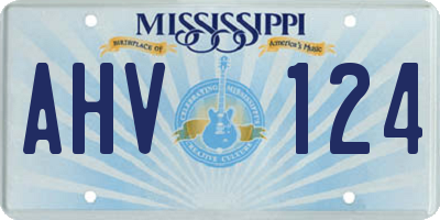 MS license plate AHV124