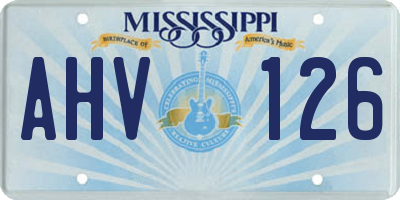 MS license plate AHV126