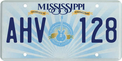 MS license plate AHV128