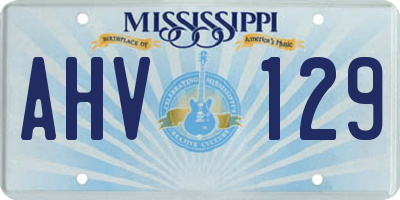 MS license plate AHV129