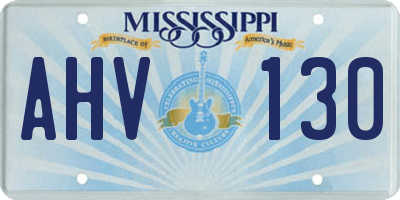 MS license plate AHV130