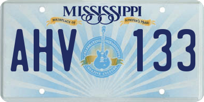 MS license plate AHV133