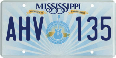 MS license plate AHV135