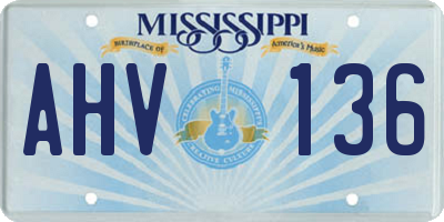 MS license plate AHV136