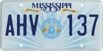 MS license plate AHV137