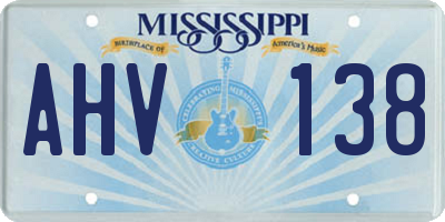 MS license plate AHV138