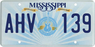 MS license plate AHV139