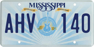 MS license plate AHV140