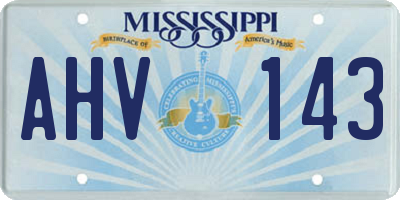 MS license plate AHV143