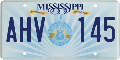 MS license plate AHV145