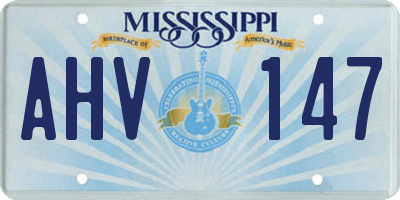 MS license plate AHV147