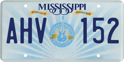 MS license plate AHV152