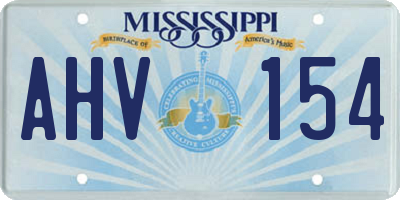 MS license plate AHV154