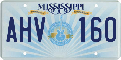 MS license plate AHV160