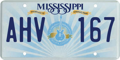 MS license plate AHV167
