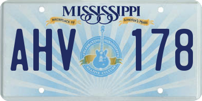 MS license plate AHV178