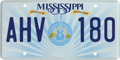 MS license plate AHV180