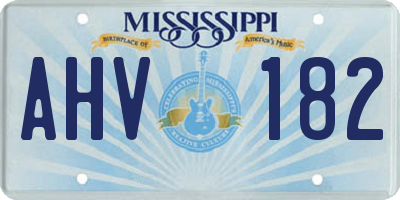 MS license plate AHV182