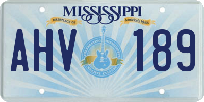 MS license plate AHV189