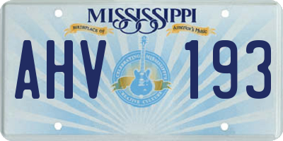 MS license plate AHV193
