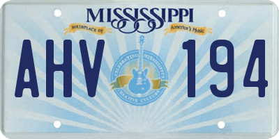 MS license plate AHV194