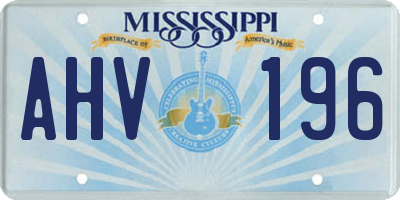 MS license plate AHV196